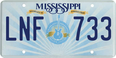 MS license plate LNF733