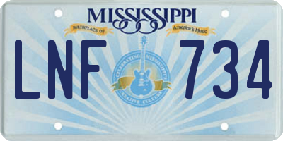 MS license plate LNF734