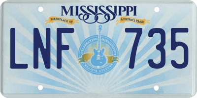 MS license plate LNF735