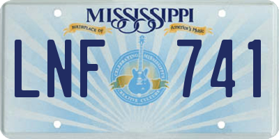 MS license plate LNF741