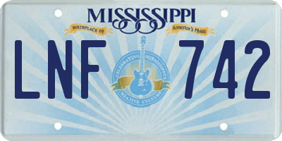 MS license plate LNF742