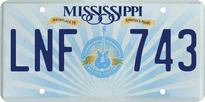 MS license plate LNF743