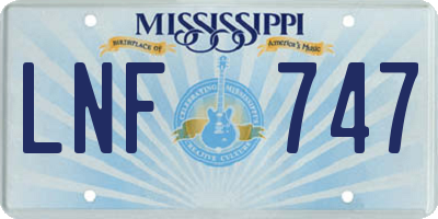 MS license plate LNF747