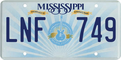 MS license plate LNF749