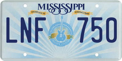 MS license plate LNF750