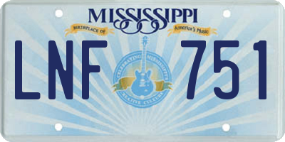 MS license plate LNF751