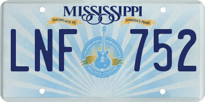 MS license plate LNF752