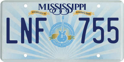 MS license plate LNF755