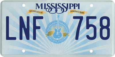 MS license plate LNF758