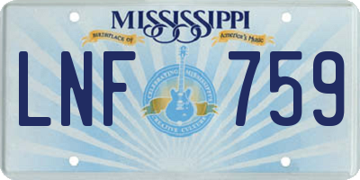 MS license plate LNF759