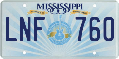 MS license plate LNF760