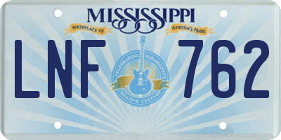 MS license plate LNF762