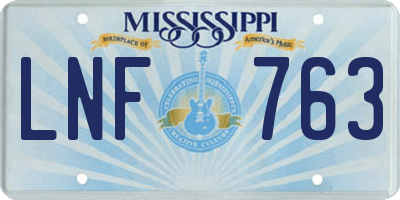 MS license plate LNF763