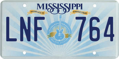MS license plate LNF764