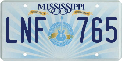 MS license plate LNF765