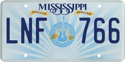 MS license plate LNF766