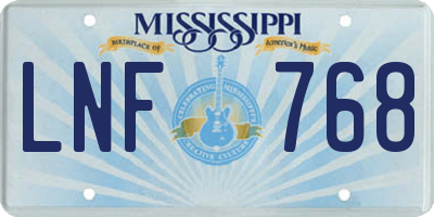 MS license plate LNF768