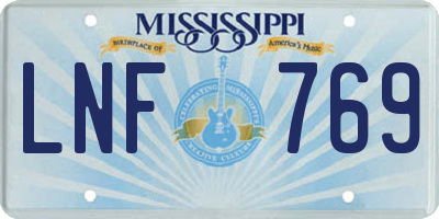 MS license plate LNF769