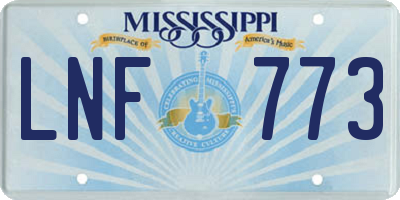 MS license plate LNF773
