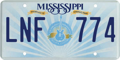 MS license plate LNF774