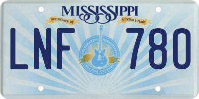 MS license plate LNF780