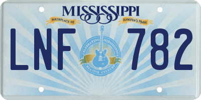 MS license plate LNF782
