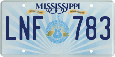MS license plate LNF783