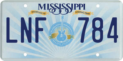 MS license plate LNF784