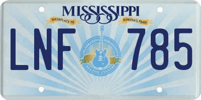 MS license plate LNF785