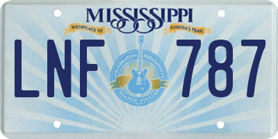 MS license plate LNF787