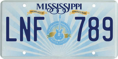 MS license plate LNF789