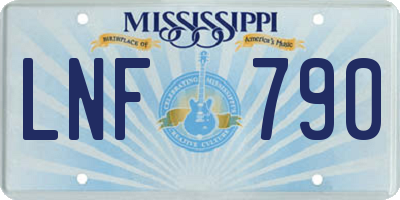 MS license plate LNF790