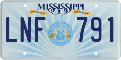 MS license plate LNF791