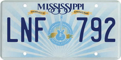 MS license plate LNF792