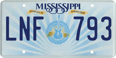 MS license plate LNF793