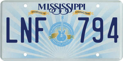 MS license plate LNF794