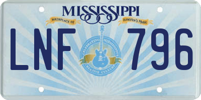 MS license plate LNF796