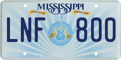 MS license plate LNF800