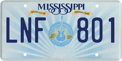 MS license plate LNF801