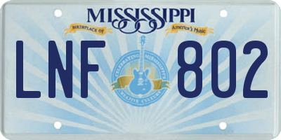MS license plate LNF802