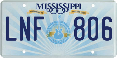 MS license plate LNF806