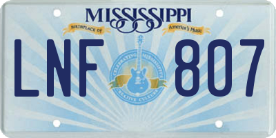 MS license plate LNF807