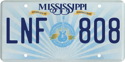 MS license plate LNF808