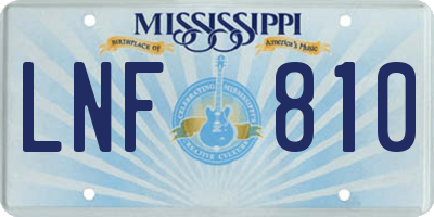 MS license plate LNF810