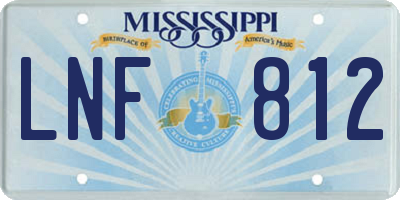 MS license plate LNF812