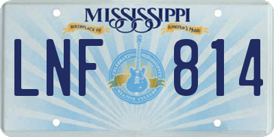 MS license plate LNF814