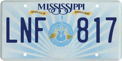 MS license plate LNF817