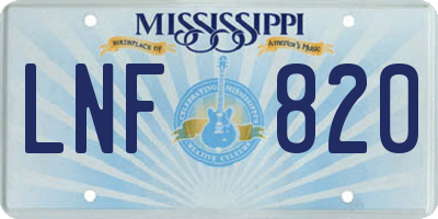 MS license plate LNF820