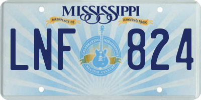 MS license plate LNF824