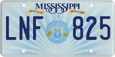 MS license plate LNF825